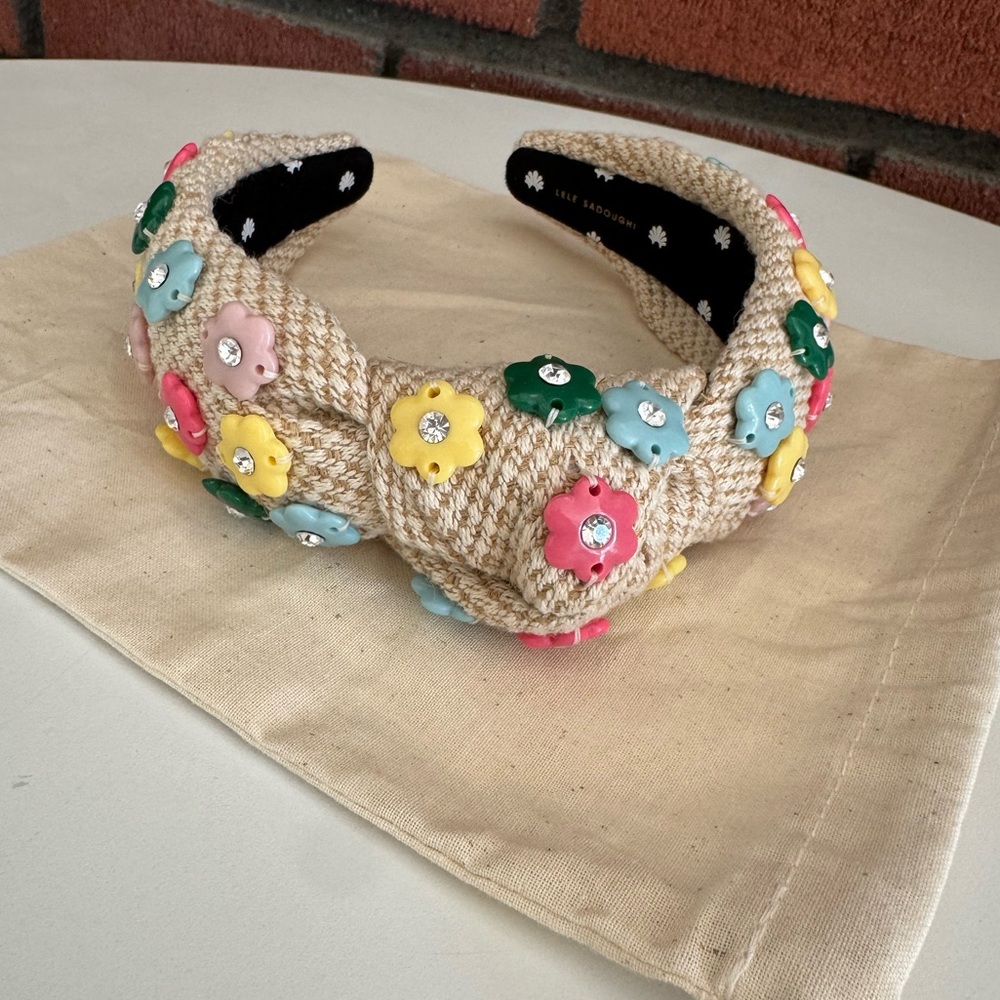 Lele Sadoughi Daphne Flower Charm Headband Rainbow Vintage